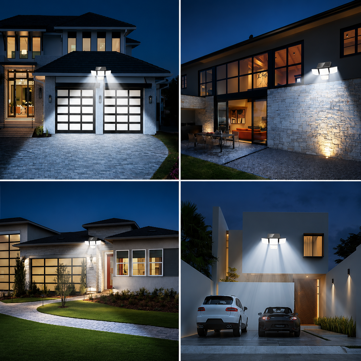 Solar Outdoor Motion Sensor Security Light 3 Head LED with Remote Control
