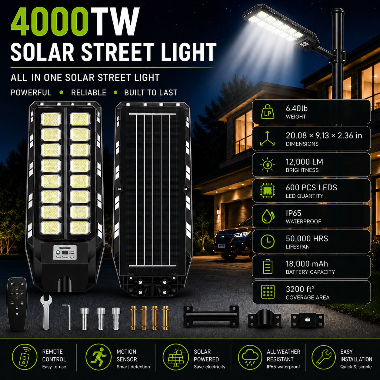 Solar Street Light – Ultra-Bright | Motion Sensor | No Wiring