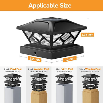 Solar Flame Post Cap Lights 4 Pack Outdoor Fence Deck Lights