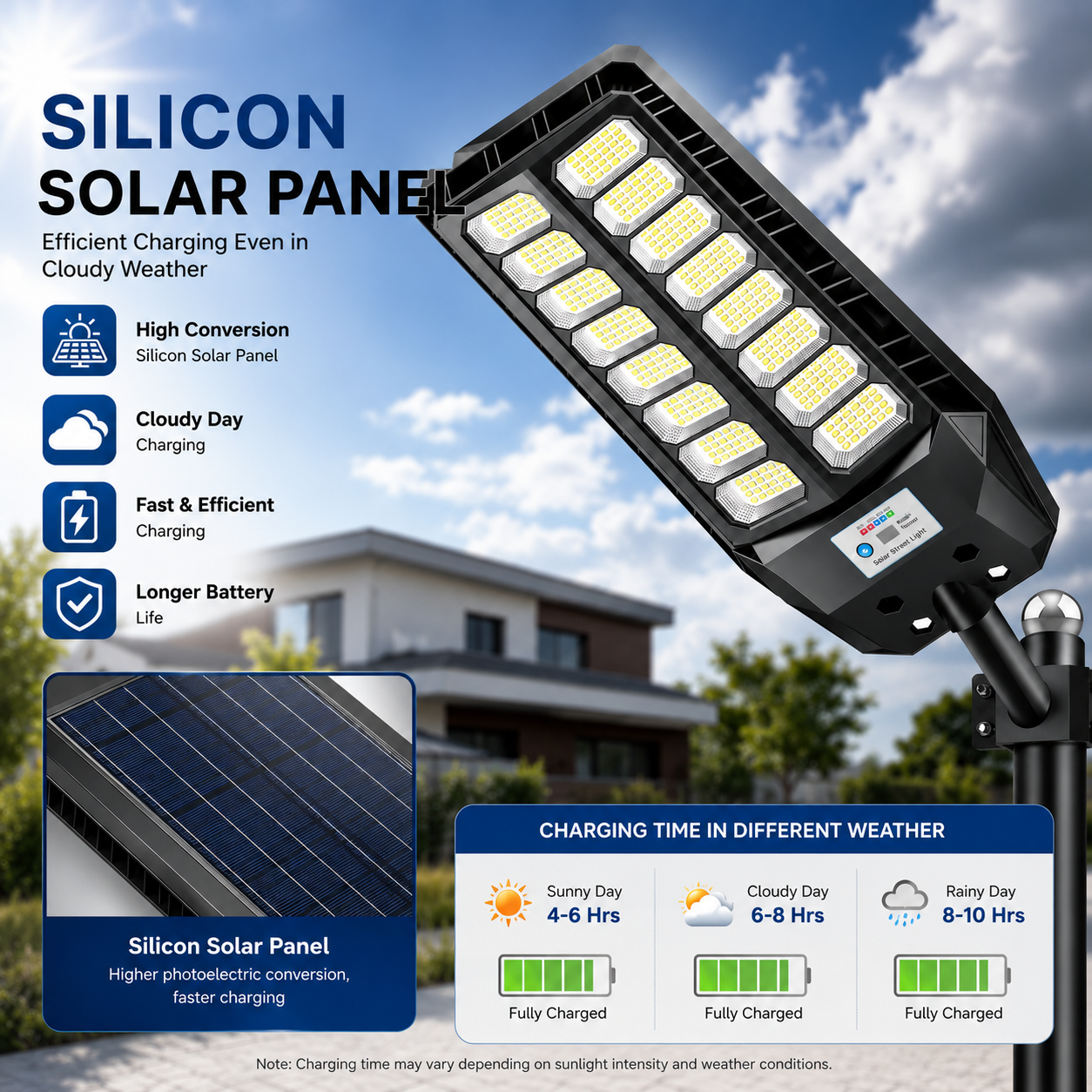 Solar Street Light Outdoor LED Motion Sensor with Remote Control, IP66 Rated