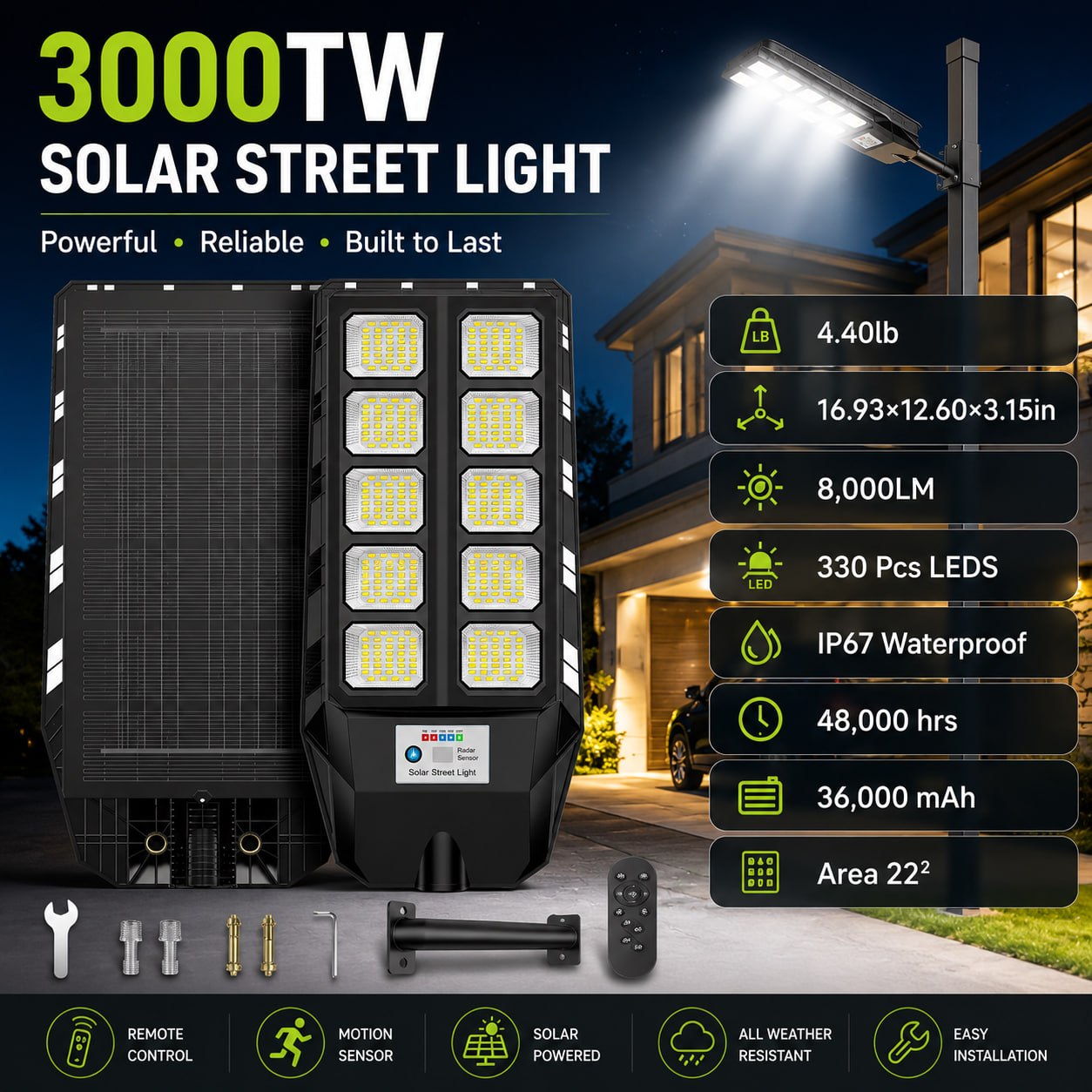 Solar Street Light – Ultra-Bright | Motion Sensor | No Wiring