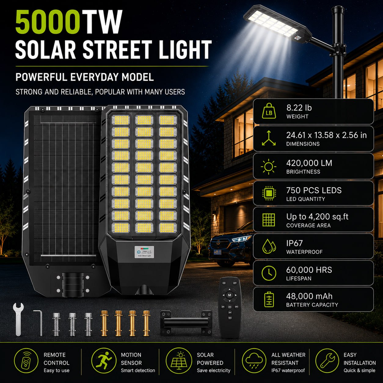 Solar Street Light – Ultra-Bright | Motion Sensor | No Wiring