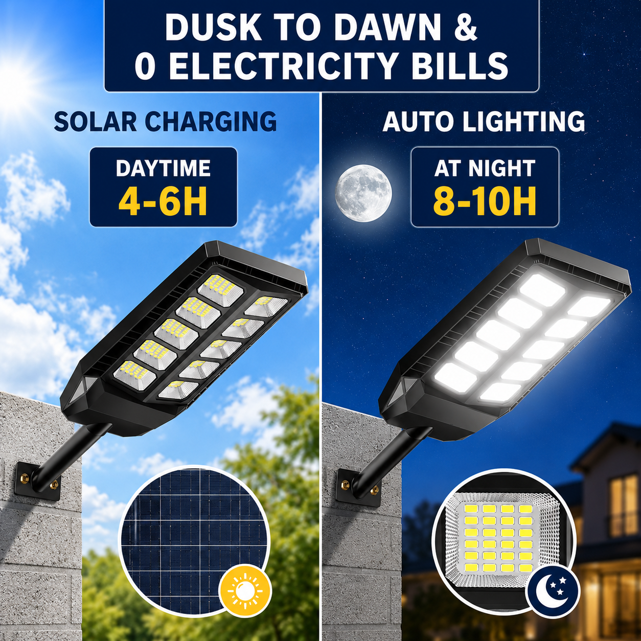 Solar Street Light Outdoor LED Motion Sensor with Remote Control