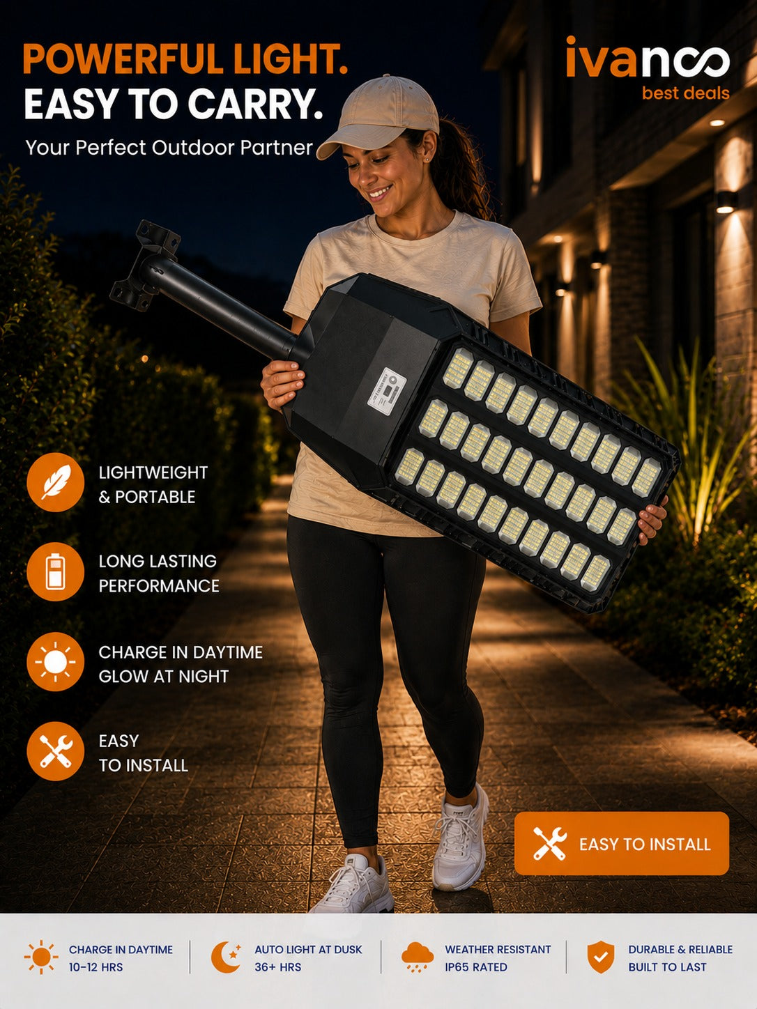 IvanCo Solar Street Light 8700Lm | Never Goes Dark