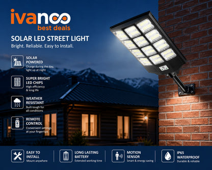 IvanCo Solar Street Light | Replaces 8000W Halogen | IP67