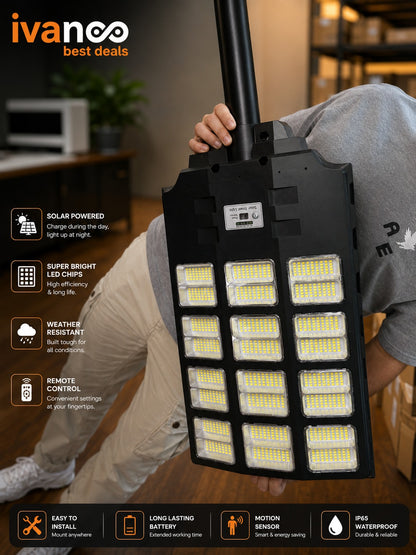 IvanCo Solar Street Light | Replaces 8000W Halogen | IP67