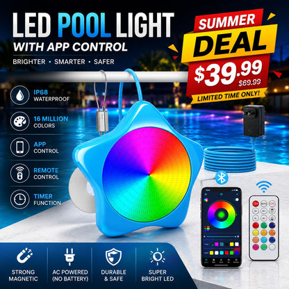 IvanCo Best Deal 10W RGB Pool Light – App Control | IP68 | No Draining | Magnetic Install
