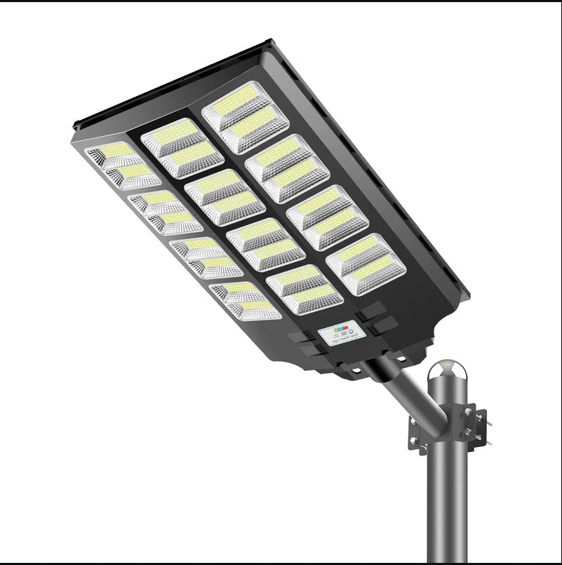 Outdoor Solar Street Light with Remote Control, Motion Sensor, Dusk-to-Dawn Lighting, IP67 Weather-Resistant Security Lamp