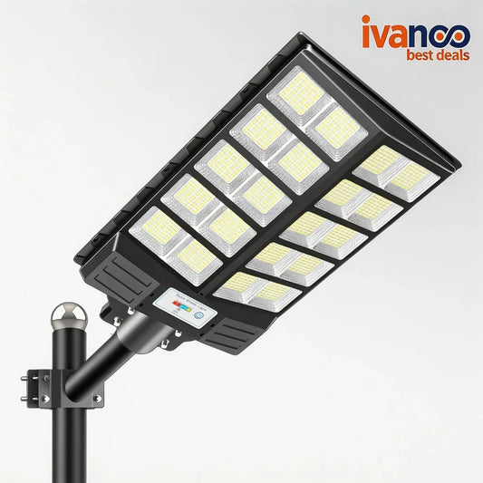 Street light with multiple LED lights on a white background, featuring the brand 'ivanco'.