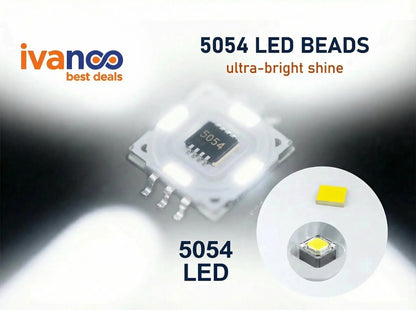 5054 LED beads with ivanco branding on a dark background