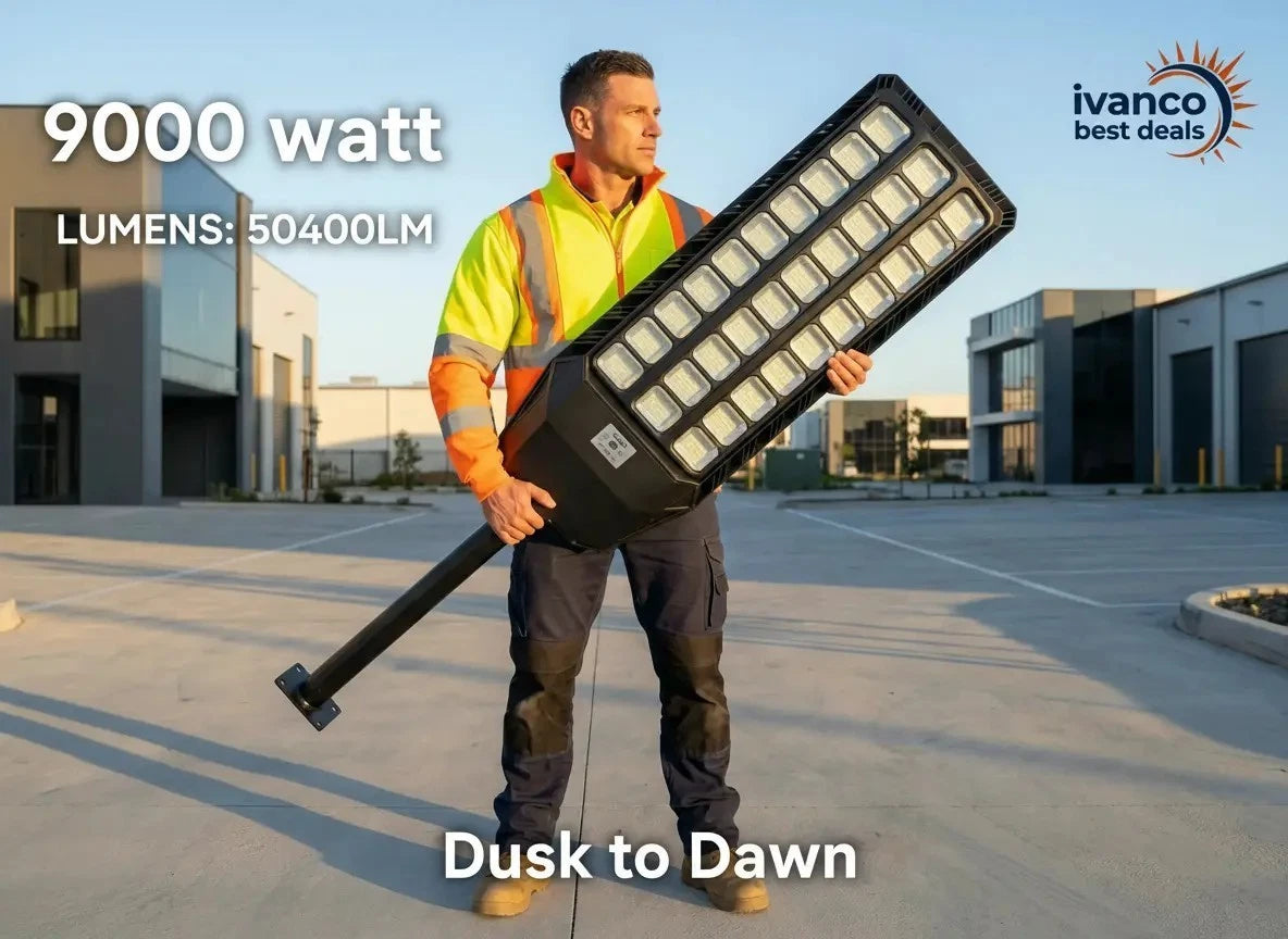 Solar Light Street Commercial 9000W| 50,400LM | Dusk-Dawn | Battery Level Indicator
