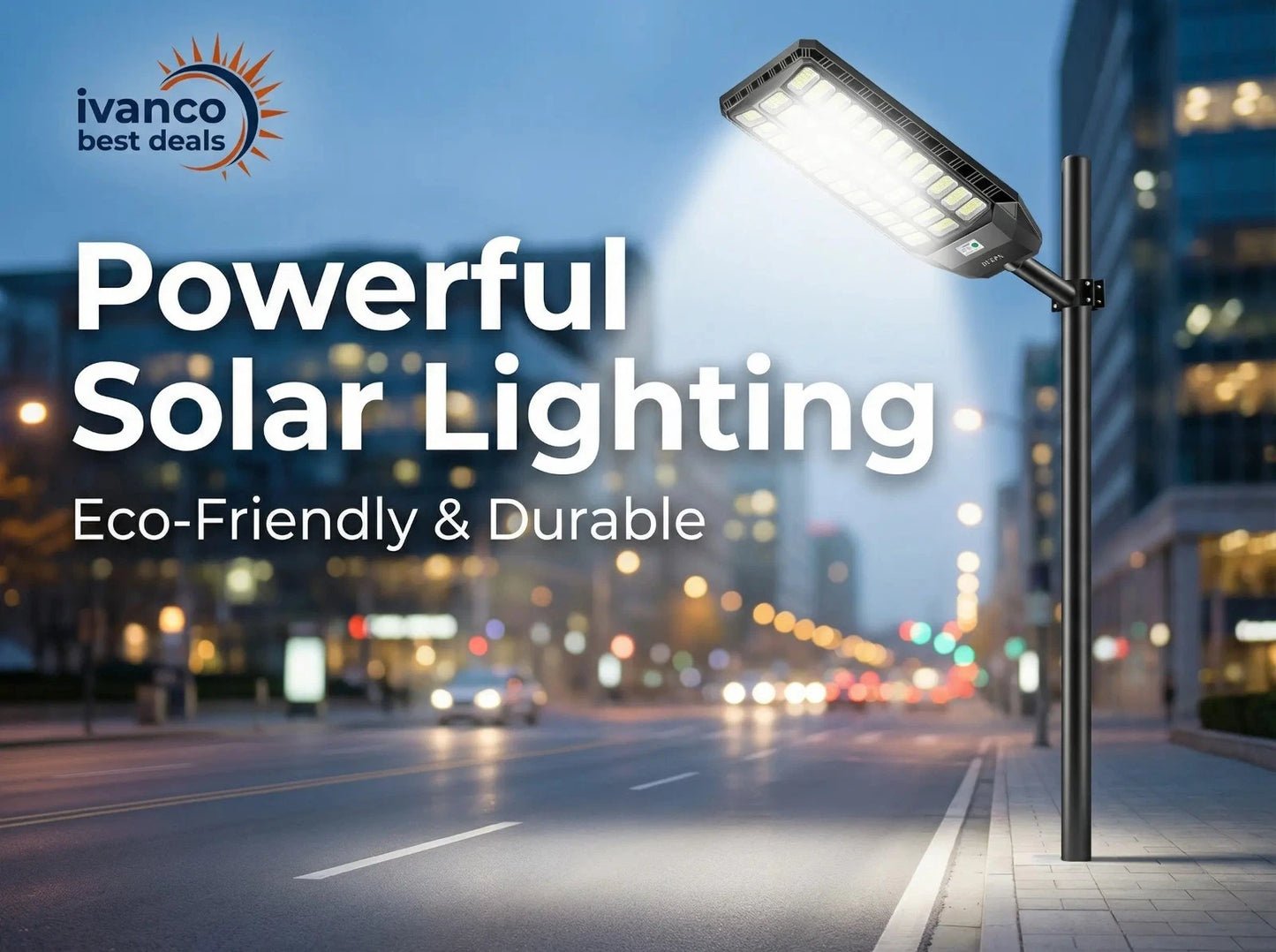 Solar Light Street Commercial 9000W| 50,400LM | Dusk-Dawn | Battery Level Indicator